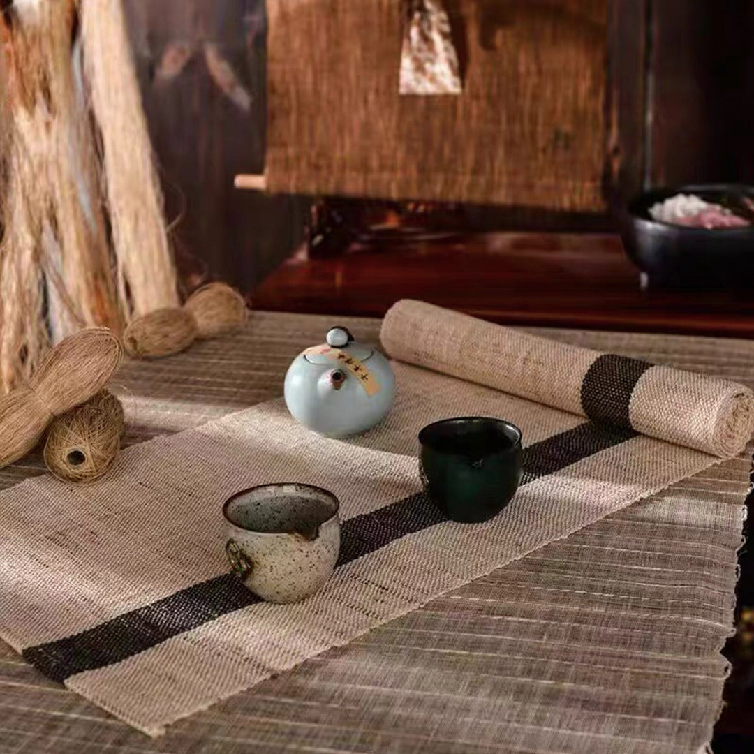 Coureur de table de thé en lin de jute vintage de taille personnalisée | longue couverture de table rustique | décoration de salle à manger | Cadeau de pendaison de crémaillère