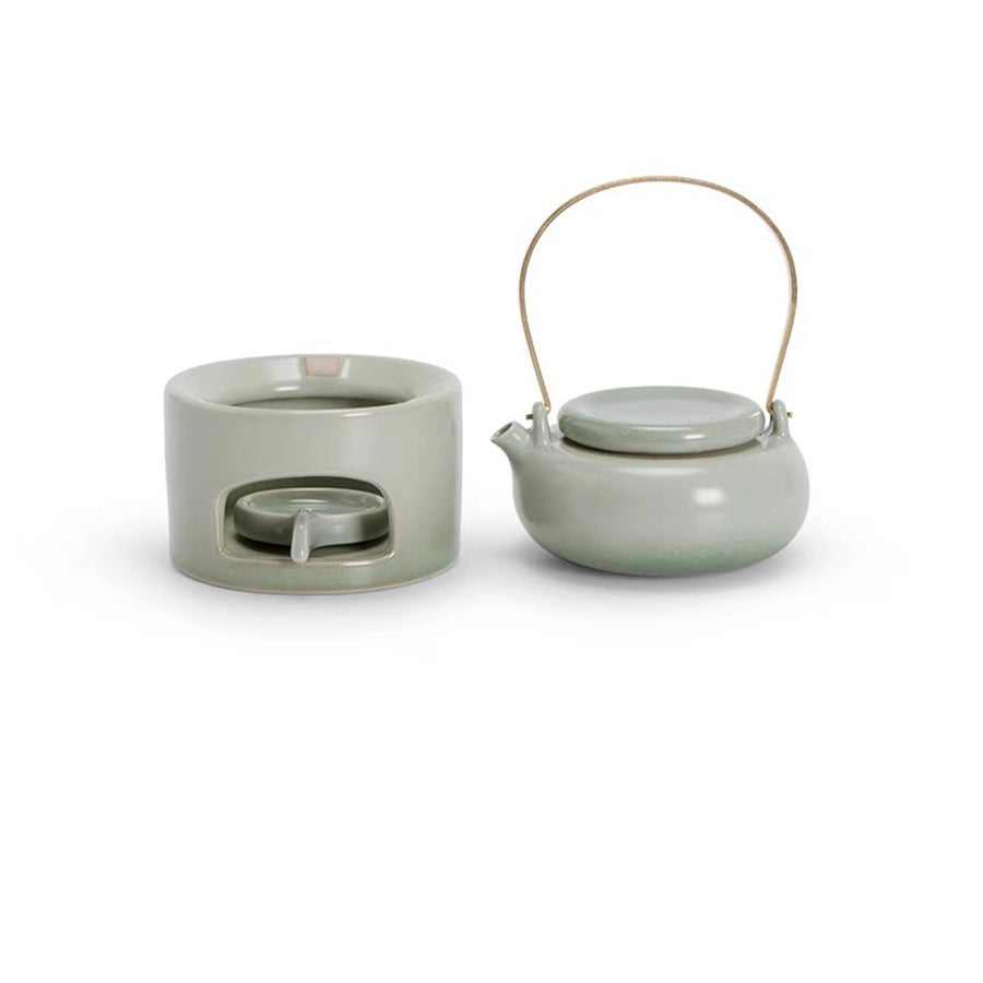 Vintage Chinese teapot set with candle warmer