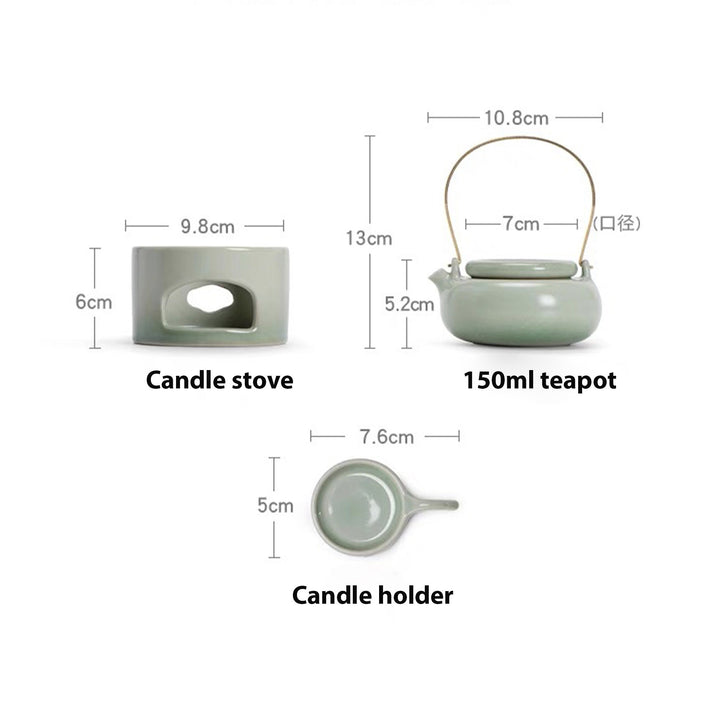 Vintage tea kettle with candle stove set - Teaware Space