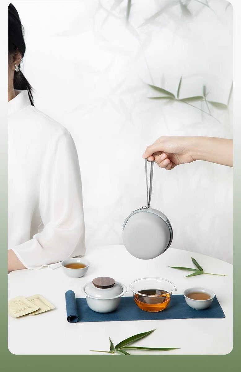 Custom Travel Gaiwan tea set for Two | Portable teapot set
