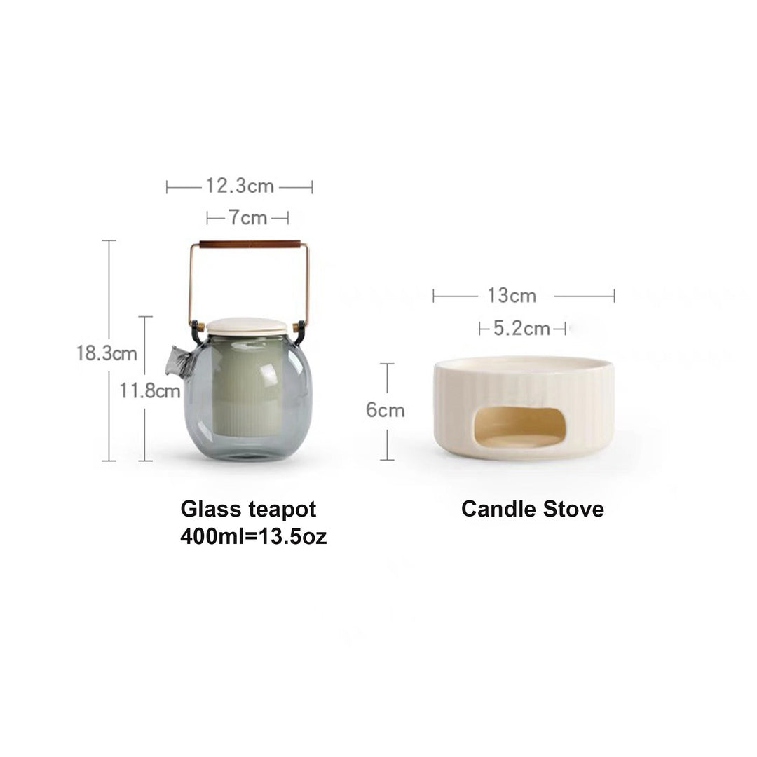 Cozy Glass tea kettle with ceramic candle stove - Teaware Space