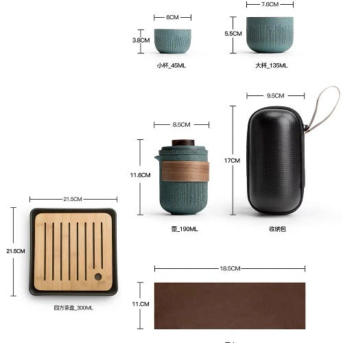 Japanese Bluestone Glazed travel tea set - Teaware Space