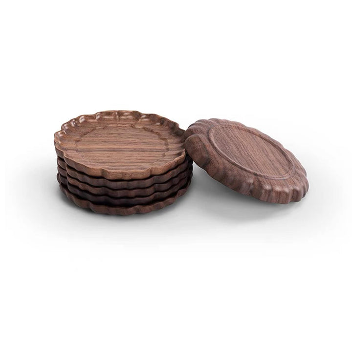 Vintage Walnut wood coaster set of 6 | table decor | Hostess gift - Teaware Space