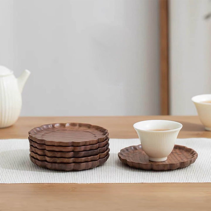 Vintage Walnut wood coaster set of 6 | table decor | Hostess gift - Teaware Space