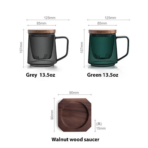 13.5oz glass latte mug set | Mr and Mrs mug