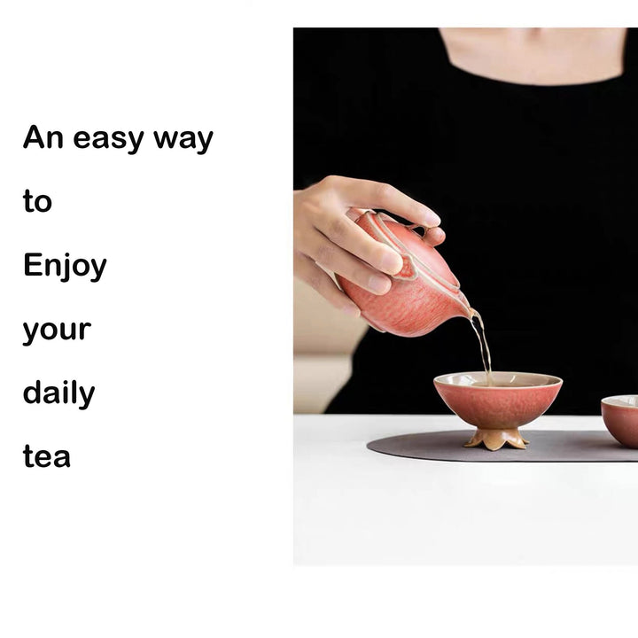 Portable Pomegranate teapot with cups | Travel tea set - Teaware Space