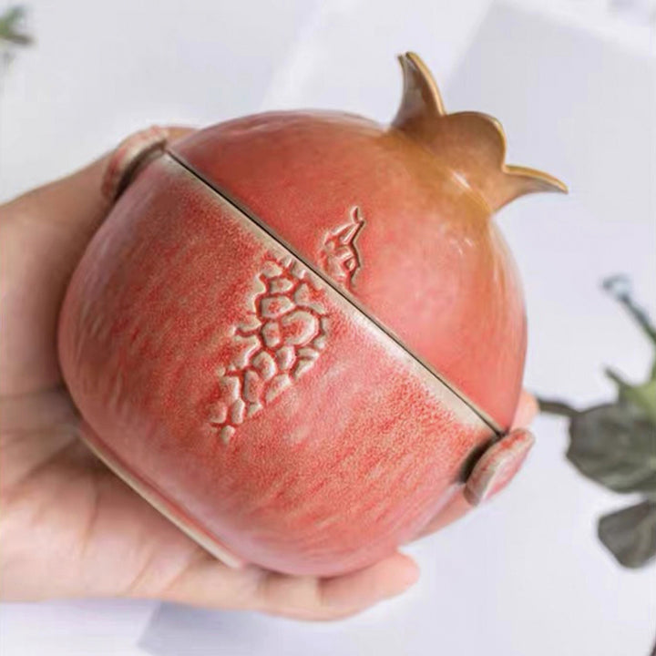 Portable Pomegranate teapot with cups | Travel tea set - Teaware Space