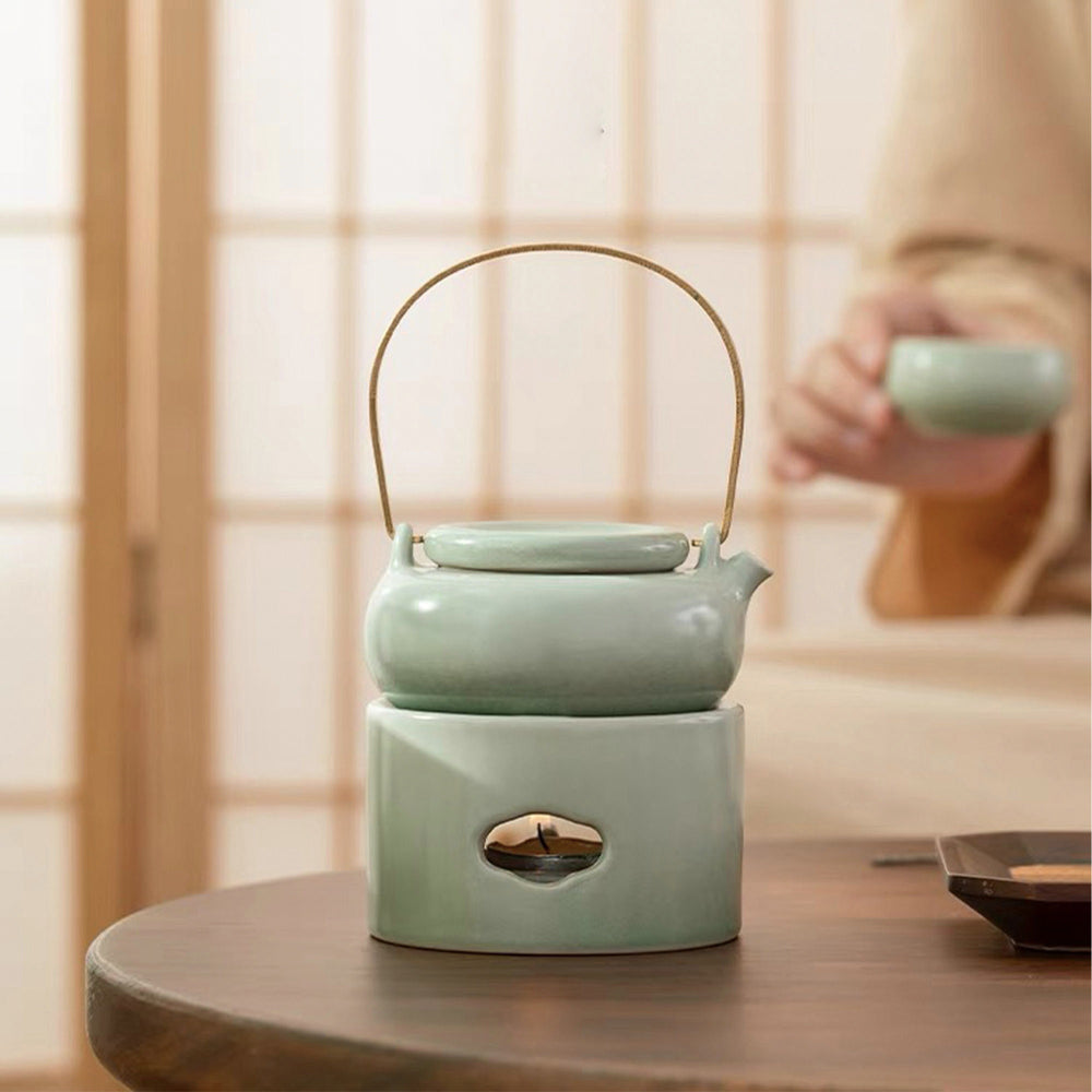 Vintage tea kettle with candle stove set - Teaware Space
