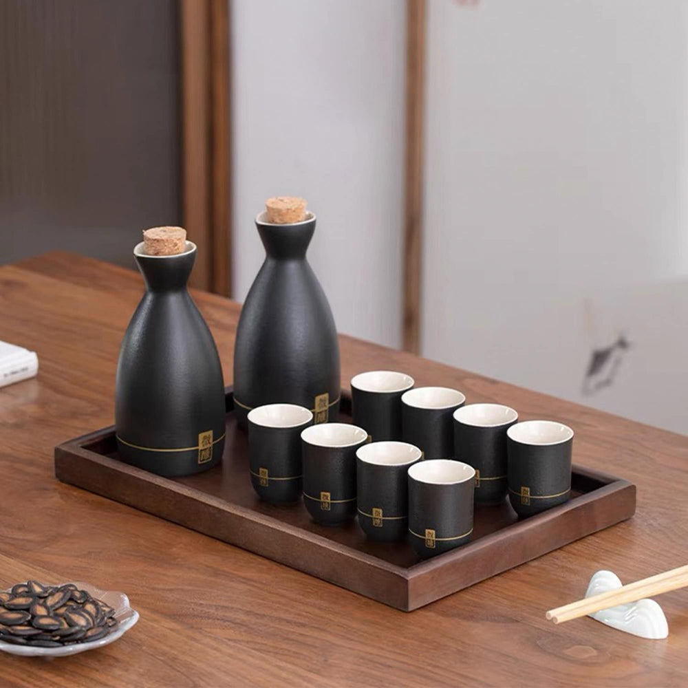 Personalized Japanese  sake set with tray - Teaware Space