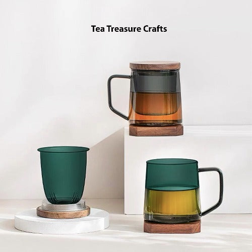 boho glass tea mug with saucer set