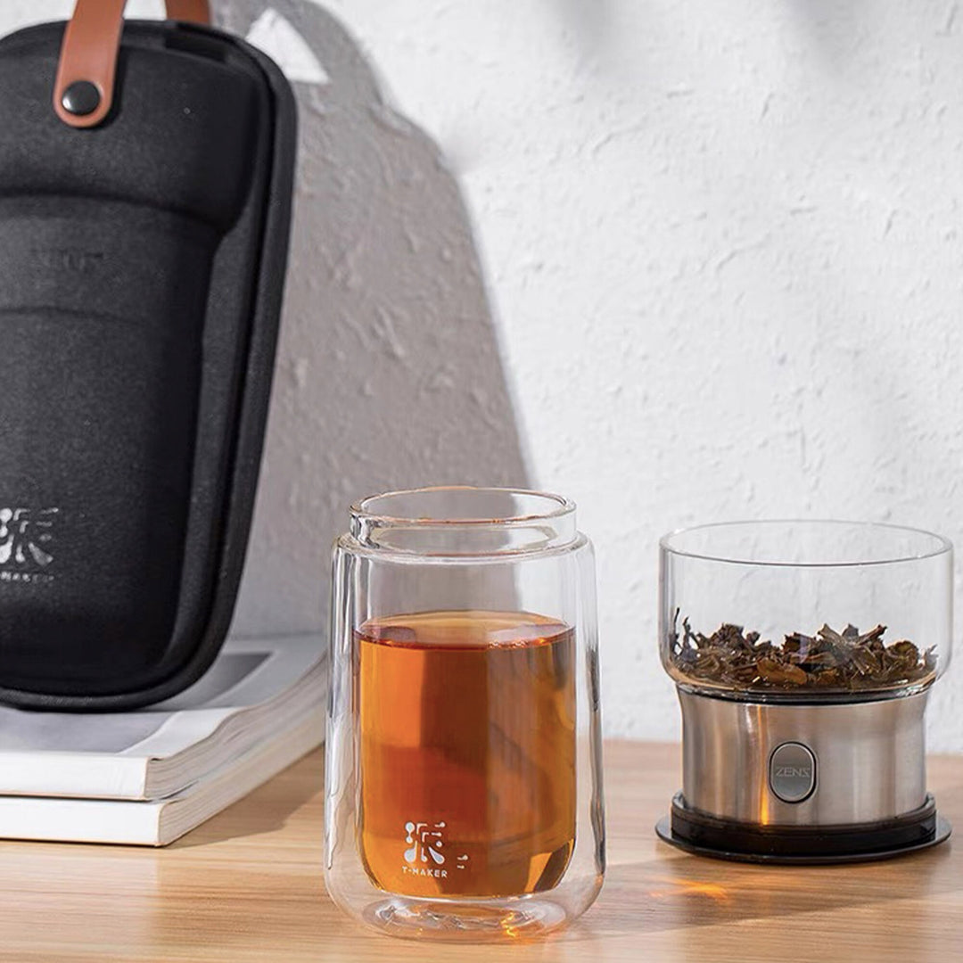 Travel tea mugs with infuser | Double layers glass tea Tumbler with infuser | Office cup | Gift for him - Teaware Space