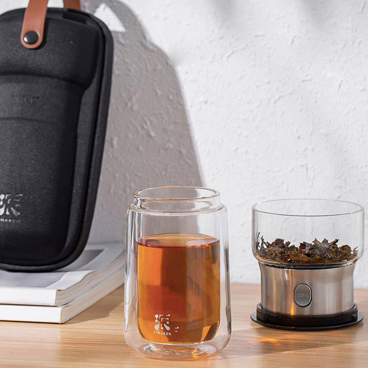 Travel tea mugs with infuser | Double layers glass tea Tumbler with infuser | Office cup | Gift for him - Teaware Space