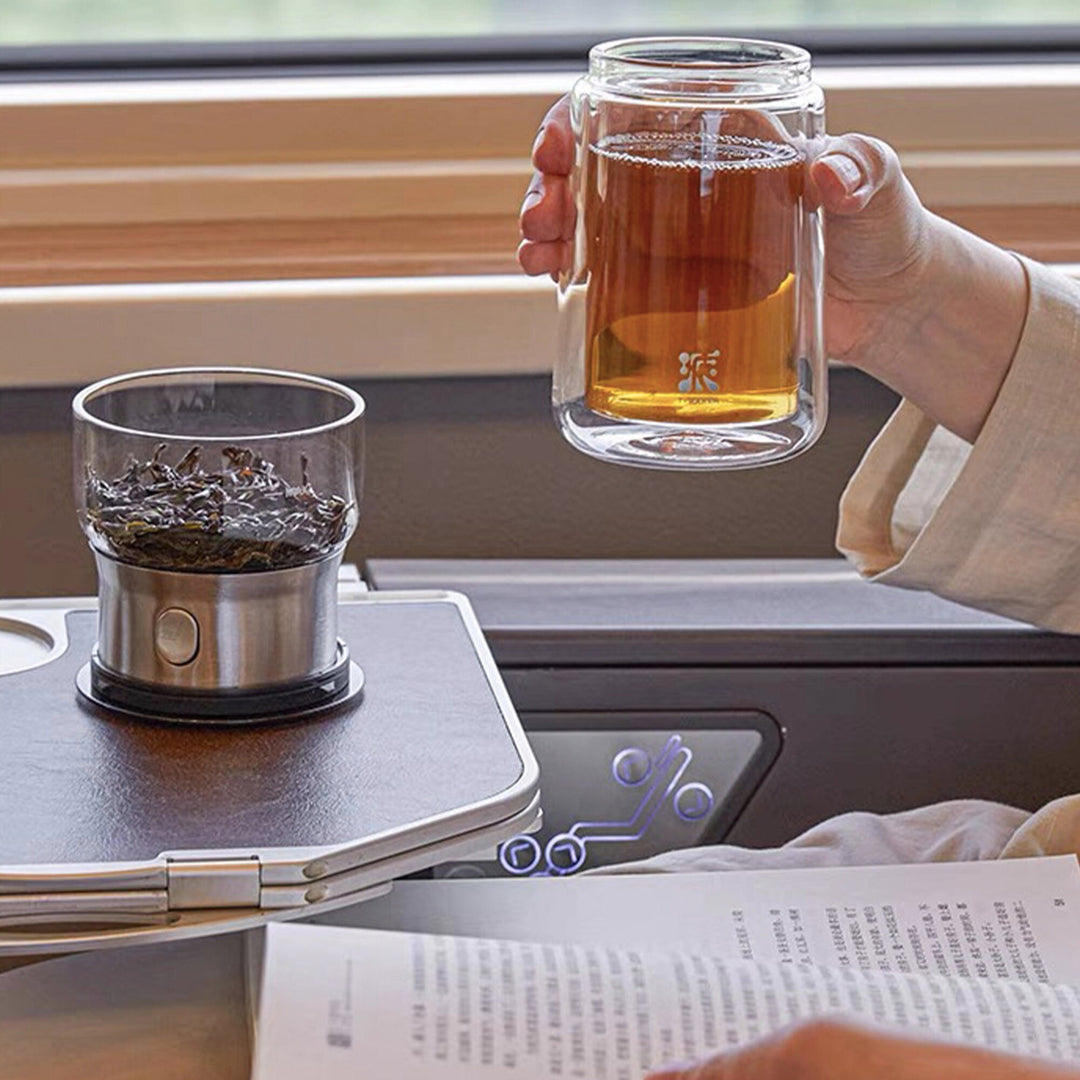 Travel tea mugs with infuser | Double layers glass tea Tumbler with infuser | Office cup | Gift for him - Teaware Space