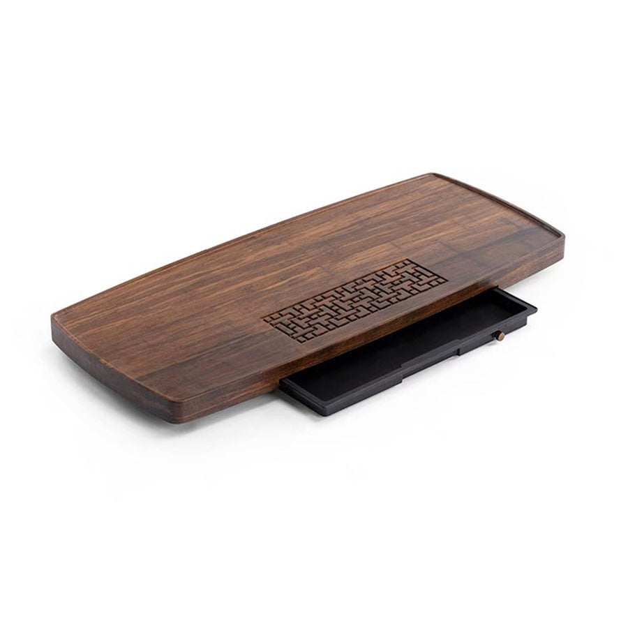 Hand-crafted large size bamboo tea tray with water storage - Teaware Space
