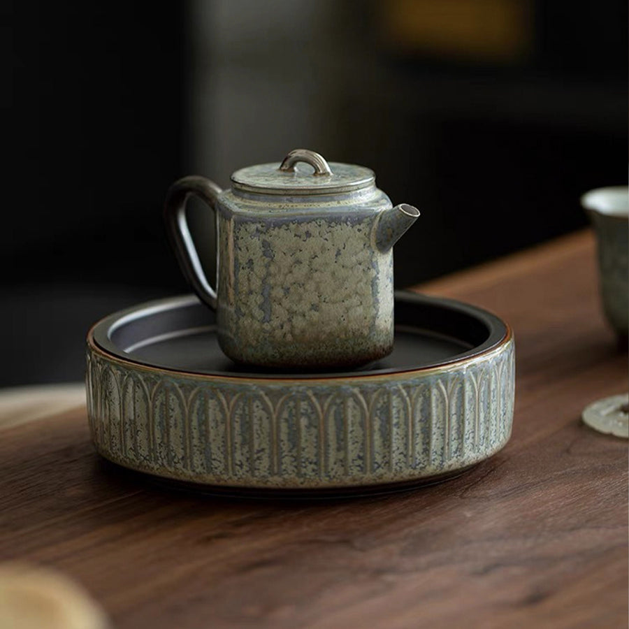 Vintage Kung Fu Teapot with Tray set | furnace glaze ceramics | Christmas decor | Wedding gift - Teaware Space