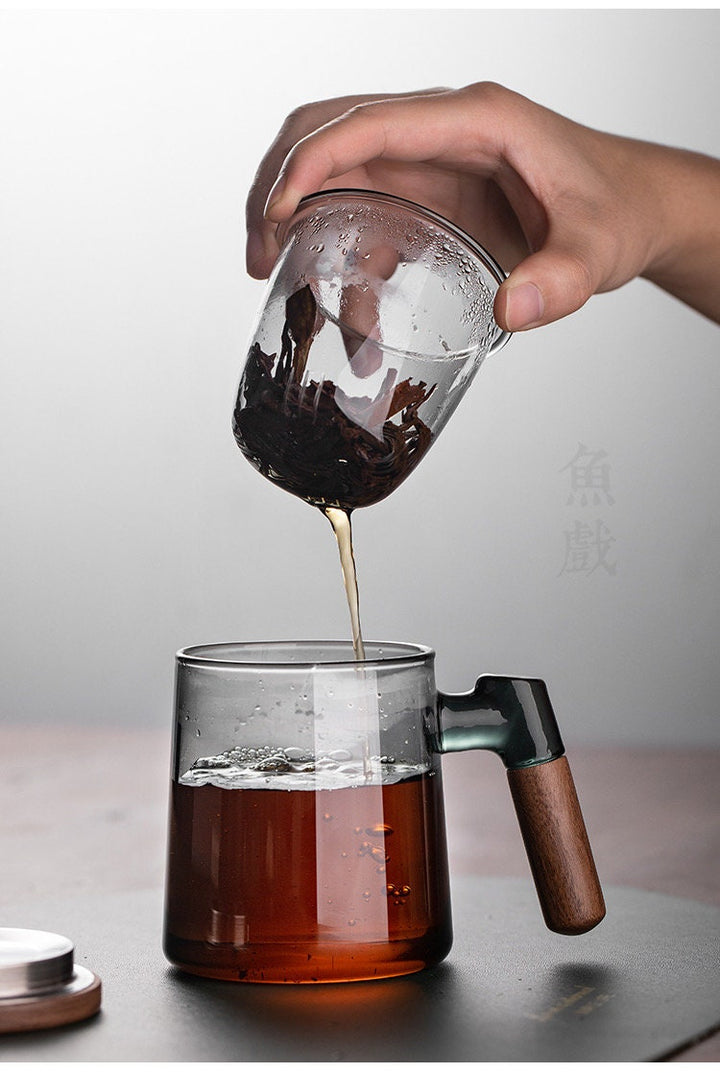 Japanese style 14.5oz Glass Tea mug with infuser - Teaware Space