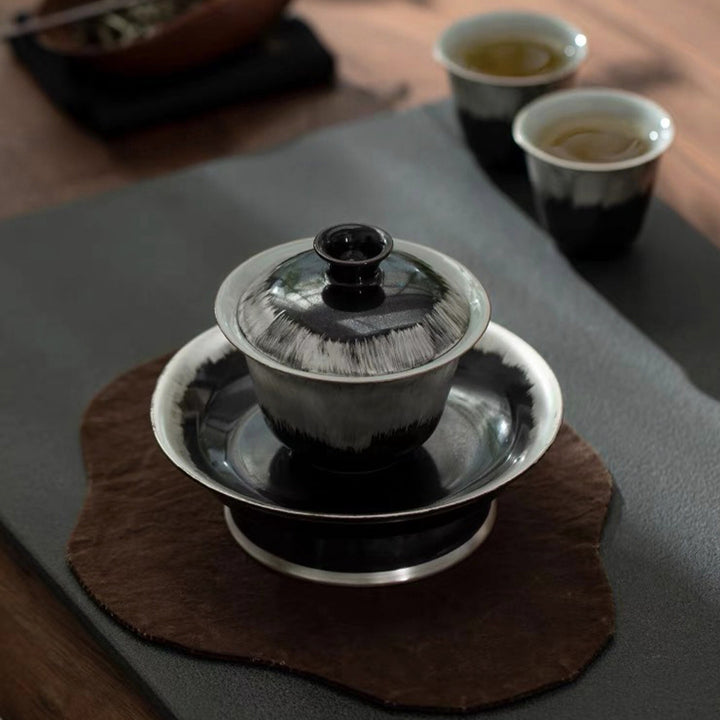 Unique hand-painted gaiwan tea set
