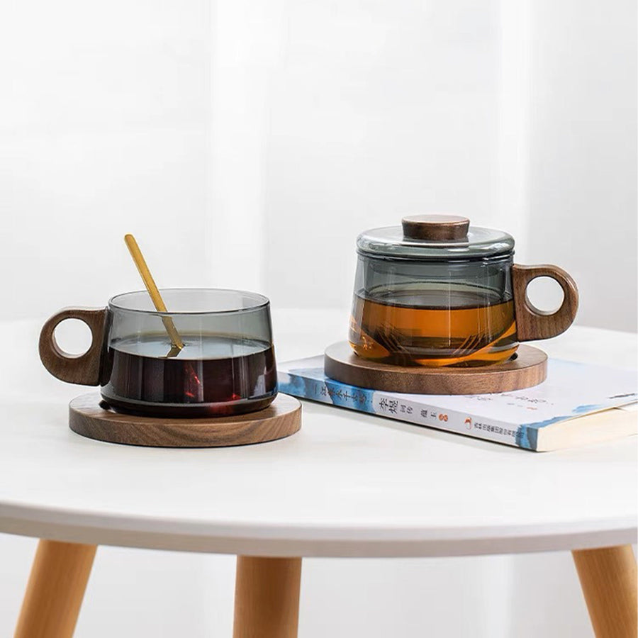 Cozy Glass tea & coffee mug set with saucer - Teaware Space