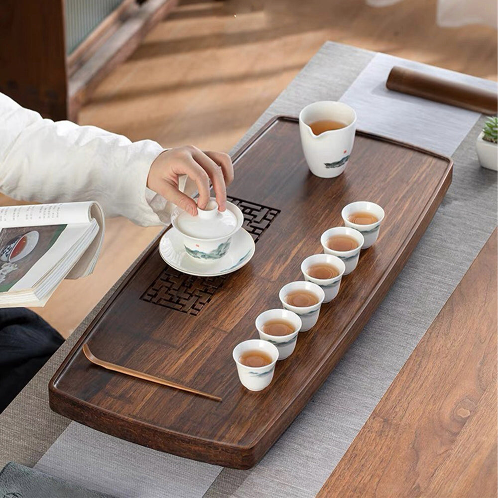 Hand-crafted large size bamboo tea tray with water storage - Teaware Space