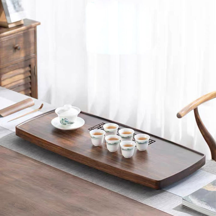 Hand-crafted large size bamboo tea tray with water storage - Teaware Space
