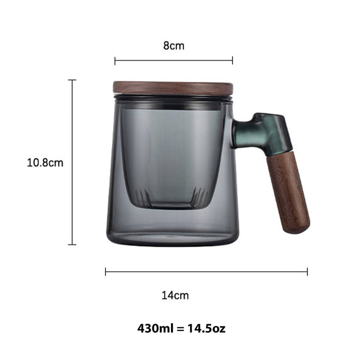 Japanese style 14.5oz Glass Tea mug with infuser - Teaware Space