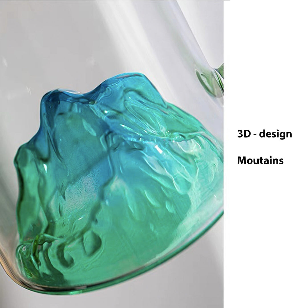 Tasse à thé en verre de 14oz au design de montagne 3D unique
