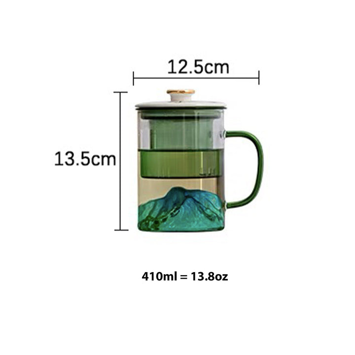 Tasse à thé en verre de 14oz au design de montagne 3D unique