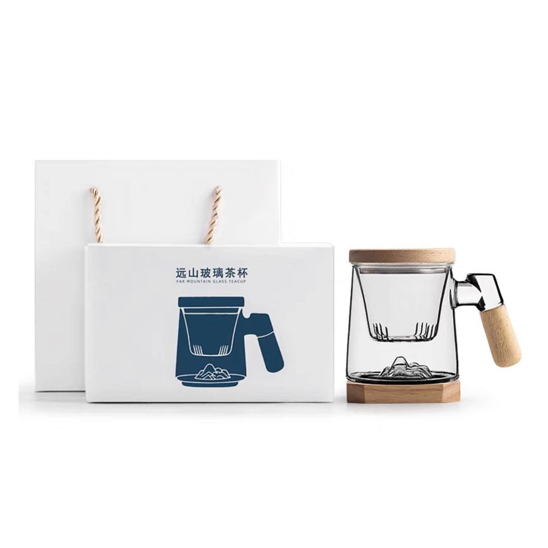 3D Boho Glass tea cup with infuser | Gift for couple - Teaware Space