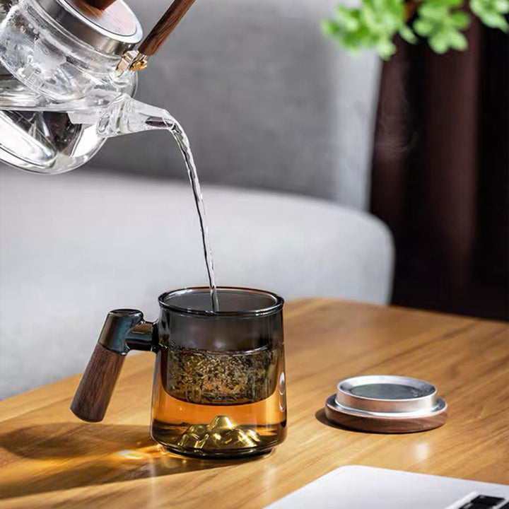 3D Boho Glass tea cup with infuser | Gift for couple - Teaware Space