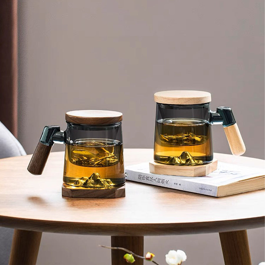 Glass Mr and MRs mug set - tea mug with infuser