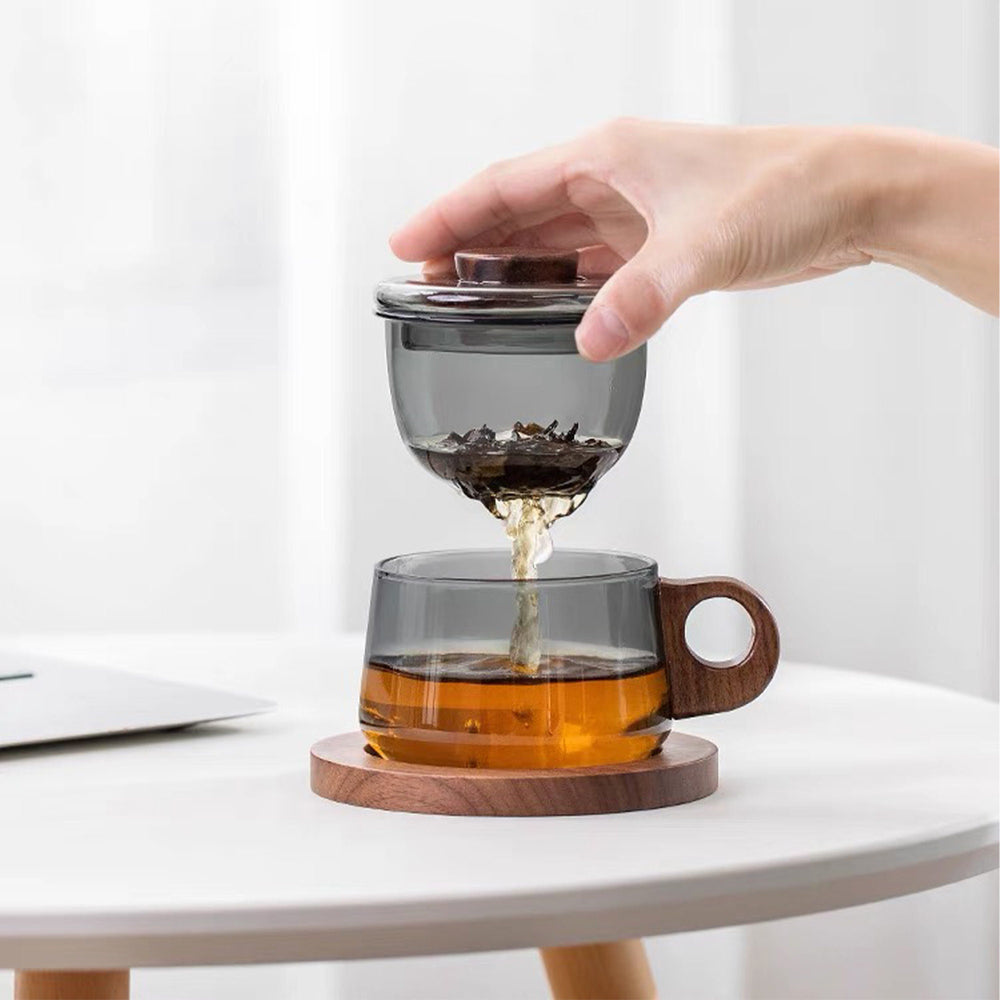 Cozy Glass tea & coffee mug set with saucer - Teaware Space