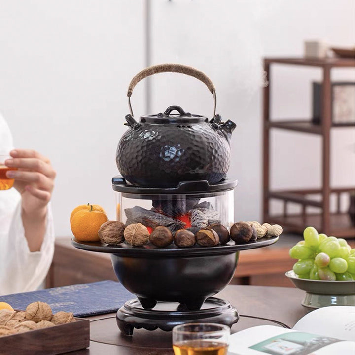 Unique Pottery Charcoal Stove and kettle set | Housewarming gift - Teaware Space