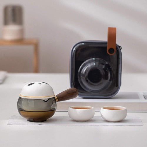 Cute kungfu panda Portable travel tea set for two | 1 teapot 2 cups