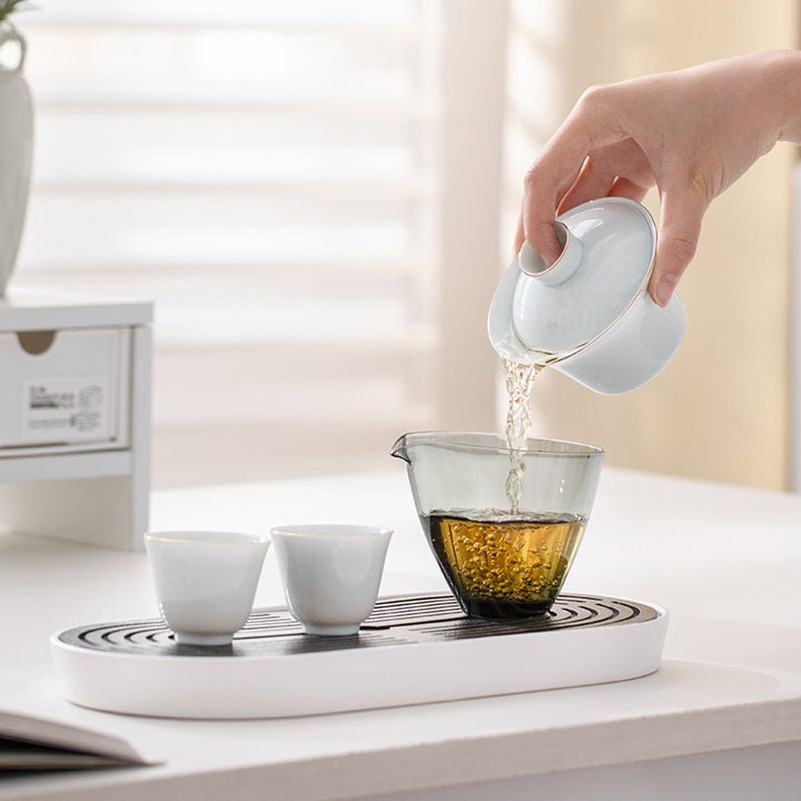 Personalized Travel Chinese gaiwan tea set  | 1 teapot, 4 cups - Teaware Space