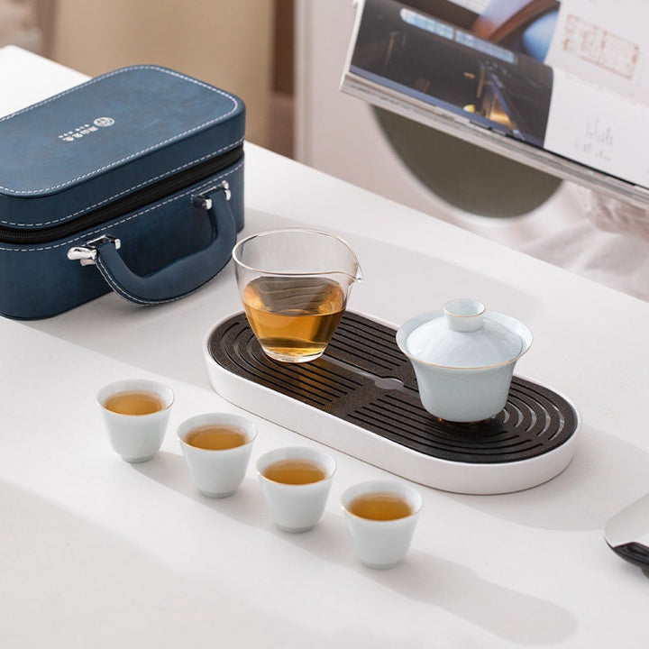 Personalized Travel Chinese gaiwan tea set  | 1 teapot, 4 cups - Teaware Space