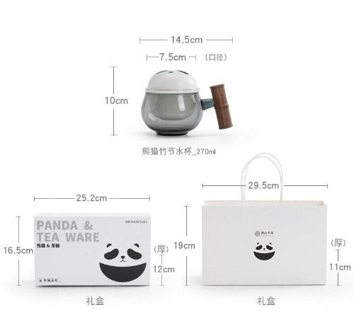 Personalized Panda mug | glass tea cup with infuser | Gift for panda lovers - Teaware Space