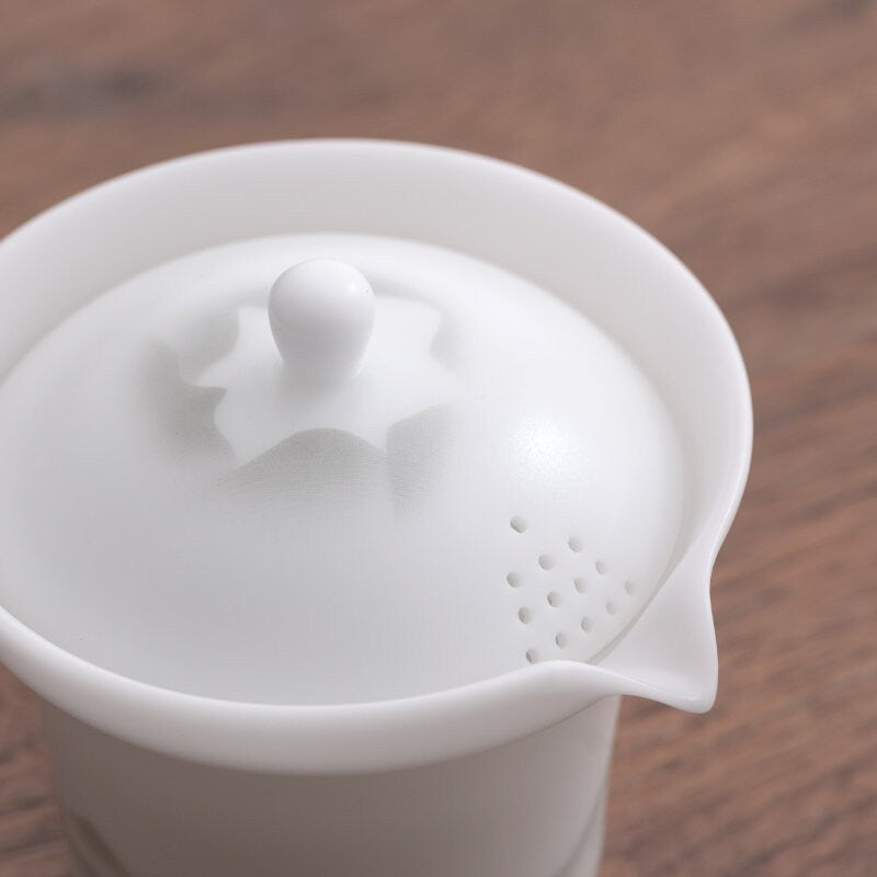 Ice jade porcelain travel tea set for two | gaiwan tea set with case | Kungfu tea maker - Teaware Space