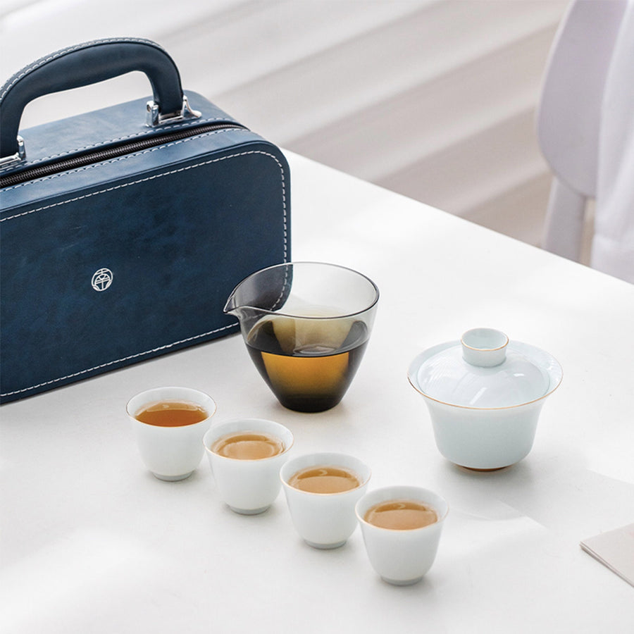Personalized Travel Chinese gaiwan tea set  | 1 teapot, 4 cups - Teaware Space