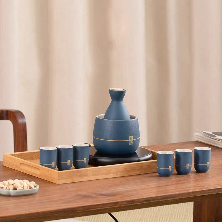 The blue japanese sake set for man 