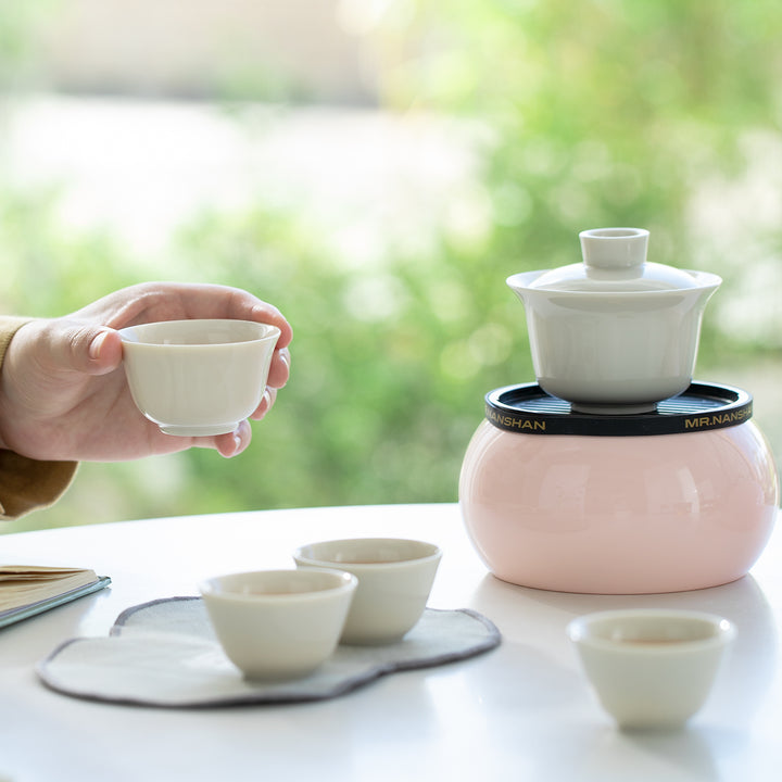 Gourd Box - Pink all in one travel gaiwan tea set