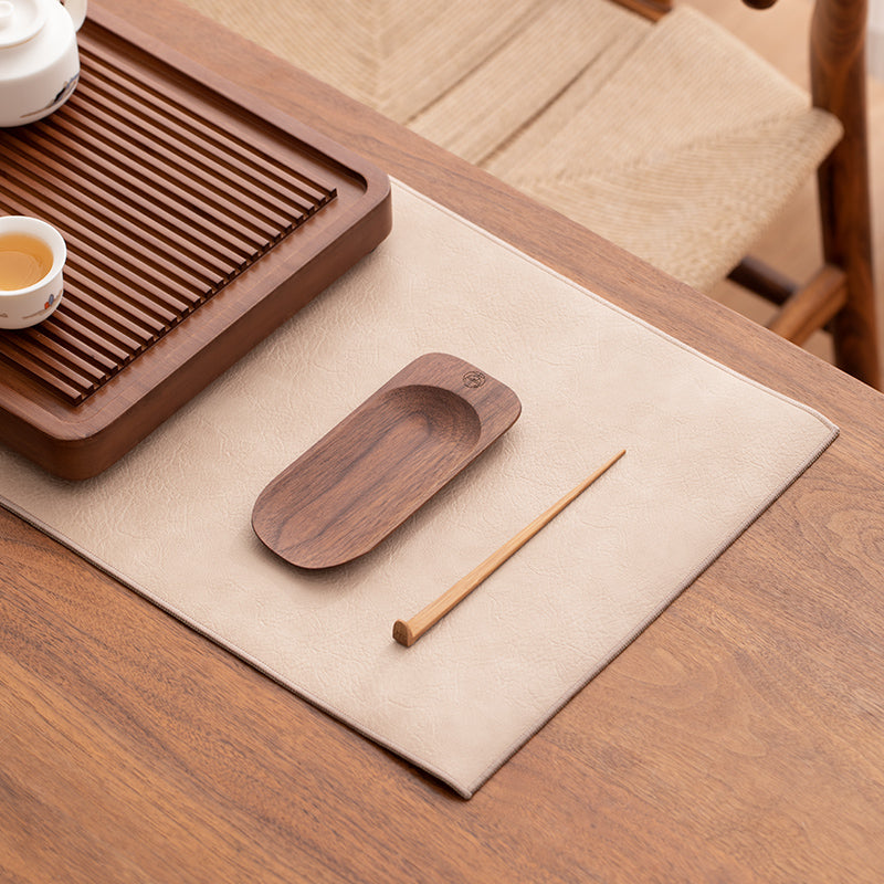 Chemin de table thé/café marron en cuir PU imperméable | Cadeau de pendaison de crémaillère
