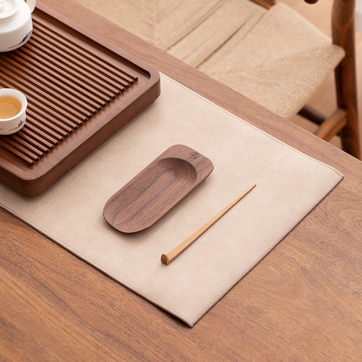 Chemin de table thé/café marron en cuir PU imperméable | Cadeau de pendaison de crémaillère
