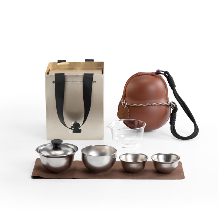 Gourd Box - Titanium travel Gaiwan set for two