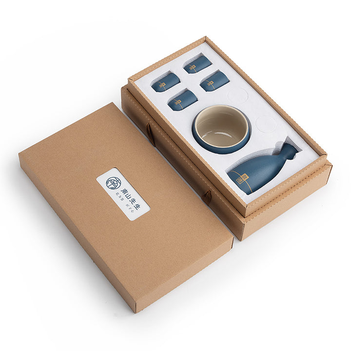 Personalized Japanese sake set with warmer and stove