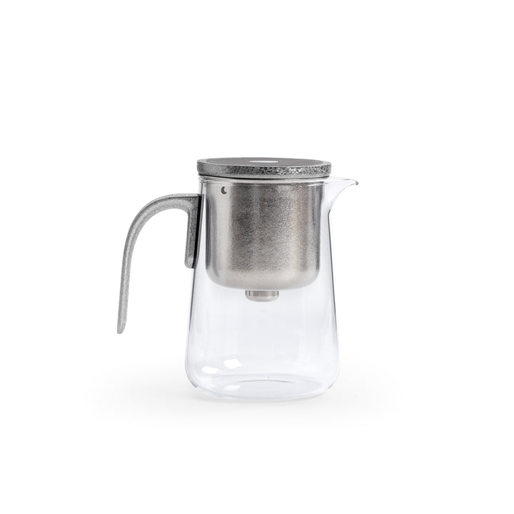 Flowing | Titanium and glass one-touch-teapot