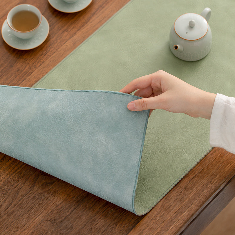 Chemin de table thé/café marron en cuir PU imperméable | Cadeau de pendaison de crémaillère