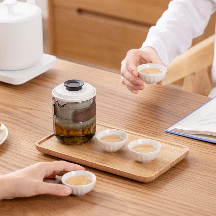 Modern glass teapot set with infuser and lid 