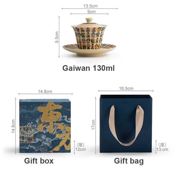 Thousand Buddha - Handmade Gaiwan tea set for one/two - Teaware Space