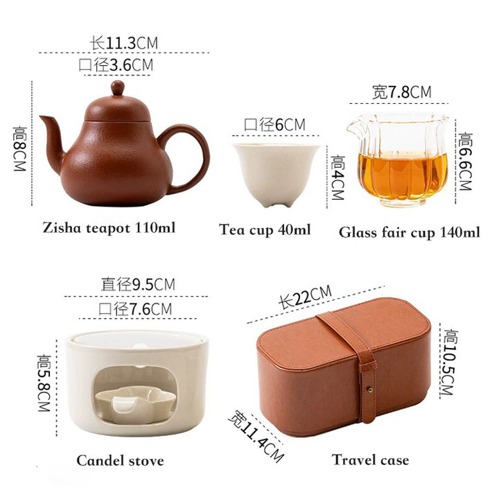 Tranquility | Portable Zisha teapot with candle stove set - Teaware Space