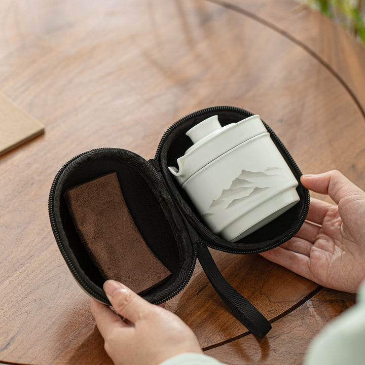Misty Mountain - Ceramic & Titanium travel tea set for one